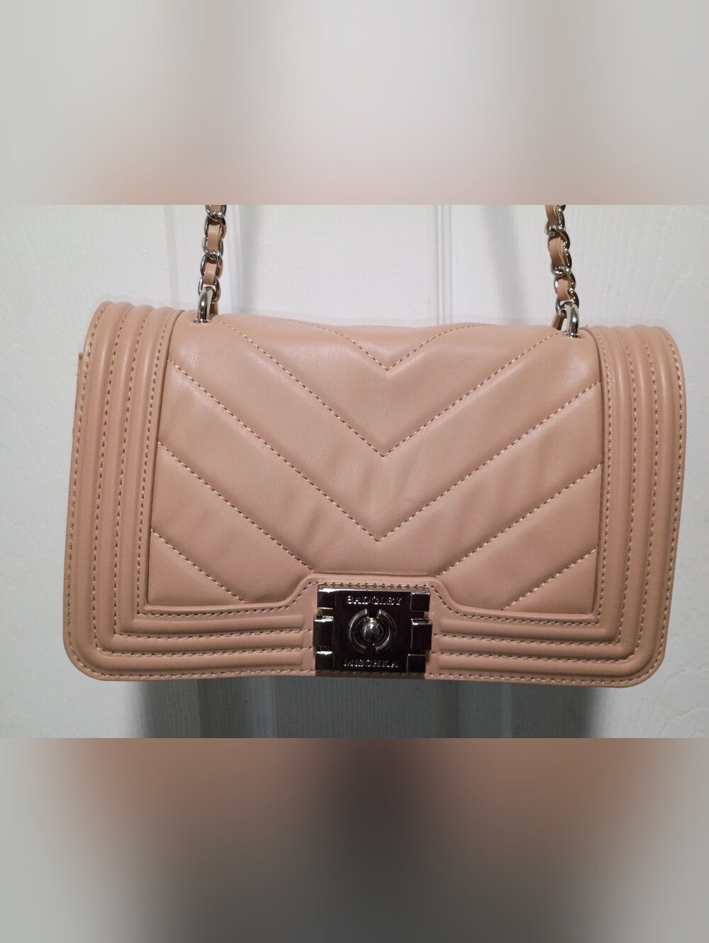 Badgley Mischka Nude Pink Quilted Shoulder Bag